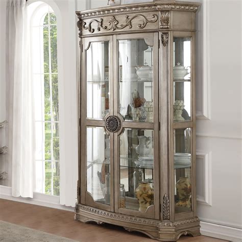 glass and steel curio cabinets|curio cabinet with rounded glass.